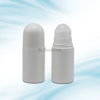 1000pcs/monte 50ml de Plástico Branco Rolo Em Frascos, 50cc Cosmética Desodorante Roll-on Recipiente Com Rolo Grande de Bolas