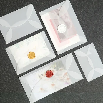 10pcs/lot Pétalas Envelope de Sulfato de Papel Vintage Carta Envelopes Translúcido Envelope de Papel em Branco Pequeno para Convite de Casamento