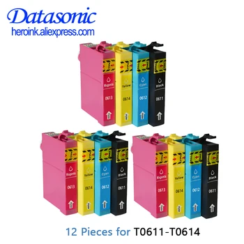 12pcs T0611 Compatível Cartucho de Tinta Para impressora Epson Stylus D68 D88 DX3800 DX3850 DX4200 DX4250 DX4800 DX4850 impressora T0611 T0612 T061