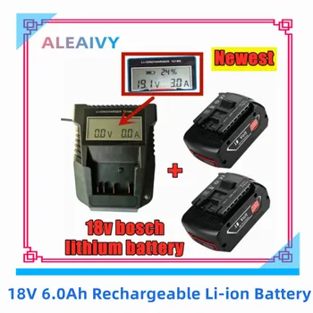 18V 6.0 Ah Li-ion Recarregável Bateria Para Bosch 18V de Potência Ferramenta de Cópia de segurança de 6000mah Portátil Substituição BAT609 + Visor 3A Carregador