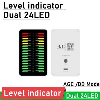 2022 Dual 24 LED indicador de Nível Medidor de VU Música Estéreo de Espectro de Áudio, Exibição do Analisador de AGC / DB Modo DE Amplificador de POTÊNCIA de Placa