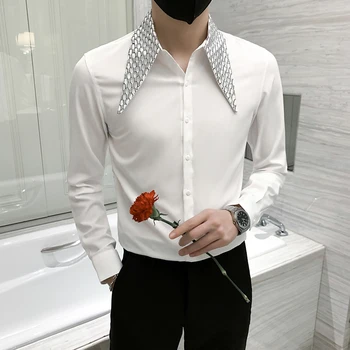 2022 Homens Primavera de Alta Qualidade Casual Camisas Manga Longa/Masculino Personalidade de Negócio de Design de Camisas de Vestido Plus size S-3XL