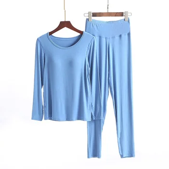 2022 Outono Inverno Algodão Conjuntos de roupa interior Térmica para Mulheres Quentes ceroulas Shaper do Corpo Pijamas Slim Íntima, Pijamas Terno X360