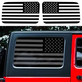 2pcs Bandeira Americana Janela de Decalques de pré-cortados de Vinil Janela Traseira do Adesivo se Encaixa para 2011-2018 Jeep Wrangler JK (4 Portas)