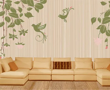 3D personalizado elegante, pintados à mão, flores e pássaros modernos simples papel de parede,sofá da sala de TV de parede quarto murais papel de parede
