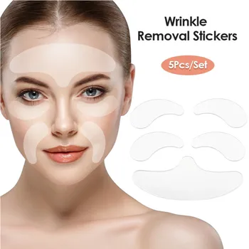 5Pcs/Set Face de Silicone Anti-enrugamento da Testa, Bochecha, Queixo Autocolante Reutilizável Facial Patch Anti-envelhecimento em forma de Crescente de Cuidados com a Pele Almofadas
