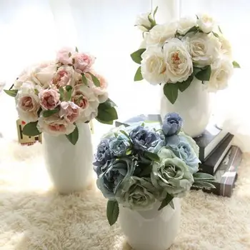 7 Cabeças de Seda Rose Flores de Flores Artificiais Buquê de Noiva Para DIY Decoração de Casamento Falso Flores Caem de Decoração de Casa Secretária Adereços