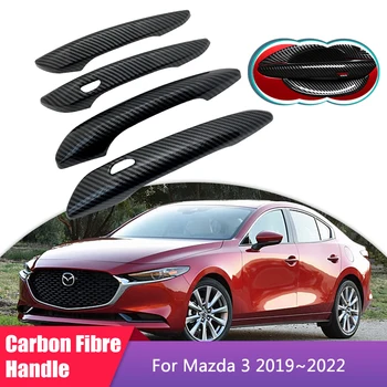 A Fibra de carbono Capa maçaneta da Porta para Mazda 3 4ª Geração BP 2019 2020 2021 2022 Carro Luxuoso Acessórios Gadget Estilo Adesivos Guarnição