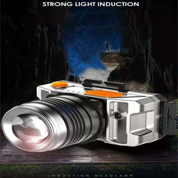 Alta Poderoso Sensor de Farol de L9 Exterior Brilhante Super Farol Lanterna tocha Recarregável USB Luz Luz da Pesca