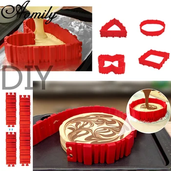 Aomily 4Pcs/Set Combinação Livre de Silicone do Molde do Bolo Fondant Moldes de Bolo de Chocolate DIY Cheesecake de Mousse de Moldes de Assar Bolo de Ferramentas