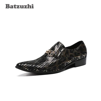 Batzuzhi de Luxo, Sapatos Oxford para Homens Formal de Couro Genuíno Vestido de Negócio Sapatos Pretos dos Homens Apontou Zapatos Hombre conjuntos de quarto de Ayakkabi