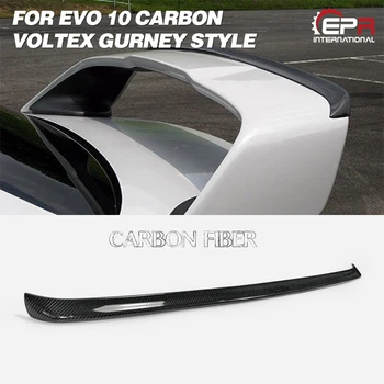 Carro-styling Para Mitsubishi Evolution EVO 10 de Fibra de Carbono VTX Gurney Aba Asa Traseira, Acabamento Brilhante Tronco Spoiler Acessórios Guarnição