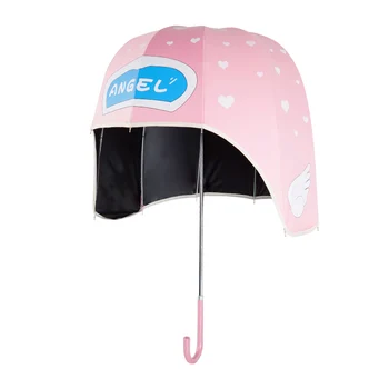 Cartoon Capacete do Guarda-Sol as Crianças de Dupla finalidade UV, Chapéu de Alça Longa guarda-chuvas Chuva Mulher de Guarda-chuva de Crianças para a Menina Paraguas Presente SY304