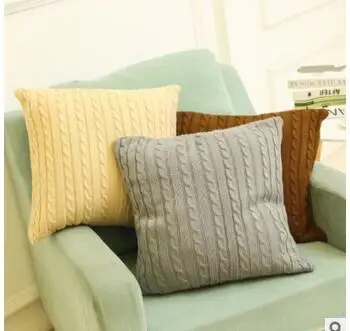 clássico sólido de cor bege/marrom/cinza cushoin tampa de malha lombar travesseiro capa de sofá fronha decoração home