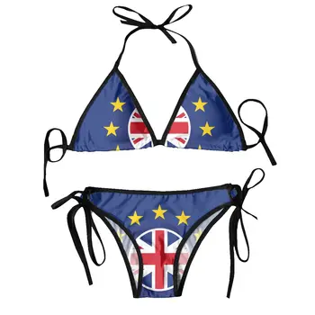 De Biquíni Sexy Mulheres de Maiô Push-up de Duas peças de roupa de Banho Bandeira do reino UNIDO Dentro da União Europeia Bandeira roupa de Banho moda praia Brasileira