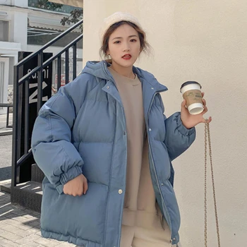Deeptown Coreano Harajuku Fashion Puffer Casacos Mulheres Streetwear De Grandes Dimensões Jaqueta De Zíper Capuz De Inverno Pesado, Quente 2022 Tendência