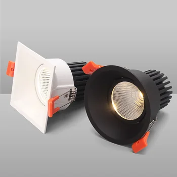 Dimmable Led Anti-reflexo emissor de luz downlight do COB Lâmpada Spot 7w 10w AC85-265V CONDUZIU a Lâmpada de teto recessed Luzes de Iluminação interna