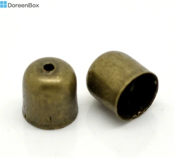 Doreen Caixa Linda de Bronze Antigo Colar de Final Dica de Esferas Caps 8x7mm(Ajuste de 6mm Cabo), vendido por lote de 100 (B17312)