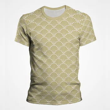 Escala de peixes Padrão de Linha de Geometria Abstrata 3D Print T-shirt dos Homens de Moda Casual T-shirts Legal de Manga Curta Streetwear Tops Tees