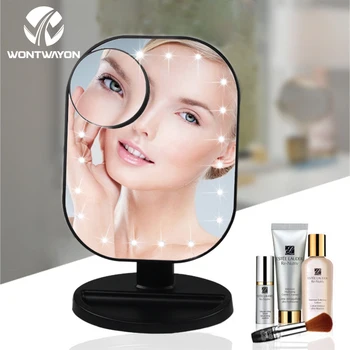 Espelho de maquiagem com Luz LED 10X de Ampliação de Tela de Toque Ajustável Espelho Senhoras de Armazenamento de área de Trabalho de Beleza Espelhos de Vaidade
