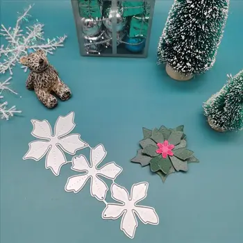 Flor de natal cortantes e Scrapbooking Para Fazer Papel de Crochê em Relevo Carimbos Moldura de Cartão de Ofício Conjunto de matrizes