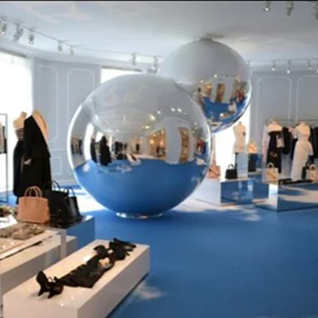 FUNWORLD Cor Azul PVC Refletivo de Natal Inflável, Esfera do Espelho Para Decoração