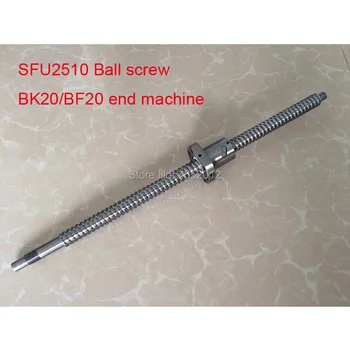 Fuso atuador SFU2510 1100 1200 1500 mm parafuso de bola C7 com 2510 flange único bola porca BK/BF20 final usinado para cnc de Peças