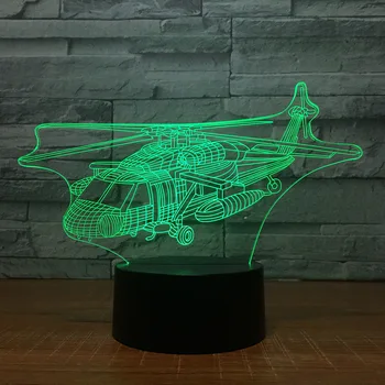 Helicóptero Noite de Luz Criativa Sete Cores Led 3d Luminárias decorações de Natal de presente para o bebê luzes do quarto