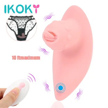 IKOKY 10 Modo de Clitóris Estimulador Vaginal, Massagem Brinquedos Sexuais para a Mulher a Língua Lambendo Vibrador Ponto G Wearable Masturbação Feminina