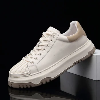 marca genuína de Outono e Inverno 2023 Novo original Casual de Couro esportivo de Luxo Sola Grossa Sapatos de Moda masculina de Bordo