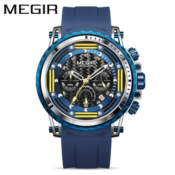 MEGIR Assistir Homens De 2021 Nova Tendência Luminosa Impermeável Cronógrafo de Silicone Esporte Relógio de Quartzo Relógio masculino Relógio Para Homens Novos Dsign