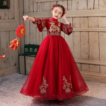 Meninas Han Traje de Outono E de Inverno para Crianças Antigo Vestido de Tang Estilo o Bebê de Ano Novo do Vestido de Estilo Chinês Novo Inverno