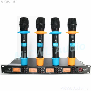 MiCWL 4X60 Canal Dinâmico Cardióide Microfone sem Fio, Karaoke Sistema de 4 de Mão 240 Ajuste de Frequência