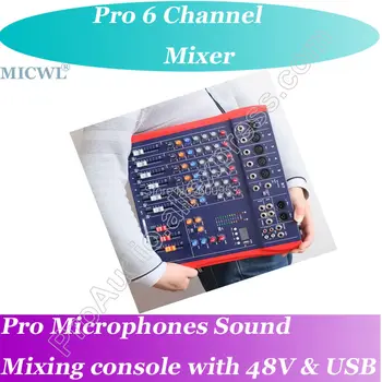 MICWL 6 Canal de Microfone da mesa de Mistura Live Studio Mixer com USB 48V