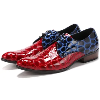 Moda Preto / Vermelho Mens Vestido De Casamento Sapatos De Couro De Patente Sapatos Sociais Sapatos Sociais Masculinos