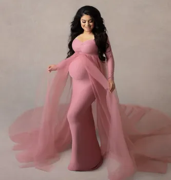Mulheres grávidas sólido de fotos de vestidos de algodão Stretch maternidade de fotografia fotos de vestidos de vestidos de Maternidade