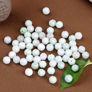 Natural De Jadeíte Myanmar Grau De Jade Abóbora Miçangas Para Fazer Jóias Diy Pulseira Colar Jades De Esferas Acessórios De Jóias