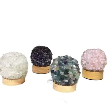 Natural de mão feitas de material misto fichas de cristal da lâmpada de mesa de cura pedras para decoração
