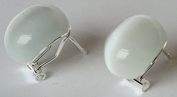 nobre Prata 925 18mm white opal Brincos Natural REAL