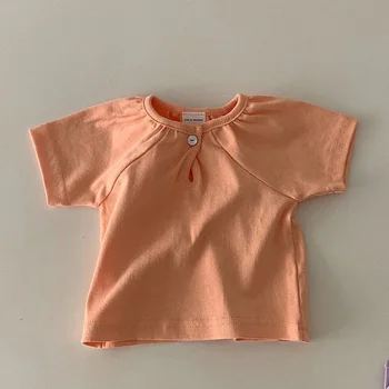 Nova Chegada De Bebê Menina T-Shirt De Cor Sólida Princesa Infantil De Roupas De Crianças Verão Tops