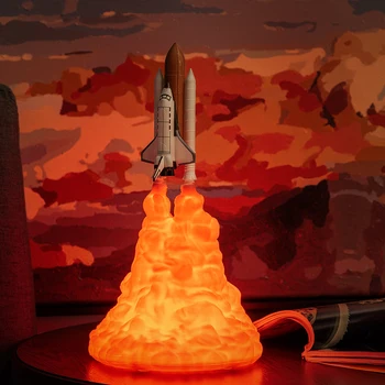 Novo Dropshipping ônibus Espacial da Lâmpada e da Lua lâmpadas Na Noite de Luz Por Impressão 3D Para os Amantes do Espaço Rocket Lâmpada