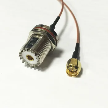 Novo SMA Macho Plug Interruptor de UHF Fêmea porca SO239 cabo flexível RG178 Atacado 15CM 6