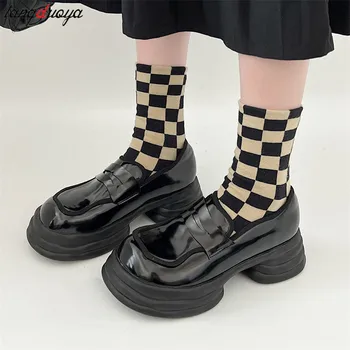 O Design da marca Britânica Estilo Chunky Calcanhar Plataforma Sapatos para Mulheres 2022 Dedo do pé Redondo Goth Sapatos calçados femininos robusto sapatos mulheres