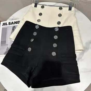 O mais novo 2023 Outono-Inverno Grosso calças quentes Sexy Designer de Moda das Mulheres de Lã Double Breasted Shorts