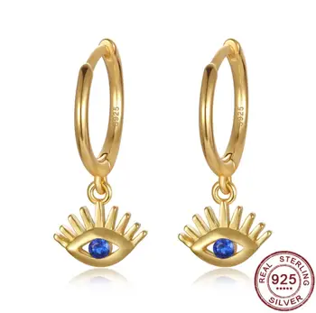 O Mal De Olho Azul Brilhante Zircão Brinco Cor De Ouro, Brincos De Prata 925 Boêmio Brinco Para As Mulheres Do Sexo Feminino Turco Jóias