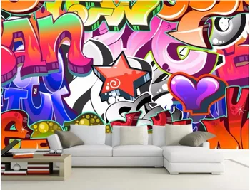 Personalizado mural de fotos em 3d papel de parede Brilhante, de cor grafite bar, KTV de fundo, pintura de parede 3d murais de parede papel de parede para parede 3 d
