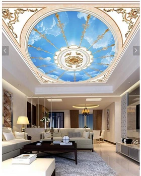 Personalizado teto papel de parede Lindo do metal Europeu padrão céu para a sala de hotel, KTV de teto de parede decoração, papel de parede