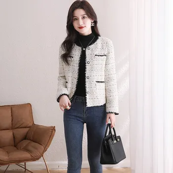 Pista Coreano Marca Chique Luxo De Lã Casaco De Tweed Mulheres Elegantes, De Alta Qualidade Casacos Feminino Casacos Roupa De Exterior Superior