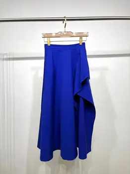 Pista Moda Mulheres De Saia Midi 2023 Verão Azul / Preto Senhoras Casual Venda Quente Senhoras Dividir Ruffles Saia