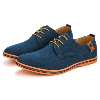 Primavera, Outono Retro Sapatos Oxford Azul Com Homens Elegantes Sapatos De Camurça Casual Grande Tamanho 47 48 Apontado Social Sapatos Masculinos De Calçados De Couro